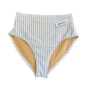 NWT Old Navy High Waisted Searsucker French Cut Swim Bikini Bottom Size Small
